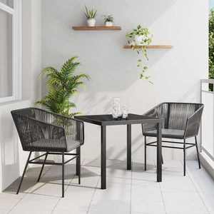 vidaXL Set de masă pentru grădină 3 pcs Negru Rattan poli imagine