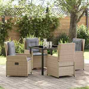 vidaXL Set de masă pentru grădină 5 pcs Bej poliratan imagine