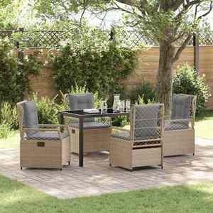 vidaXL Set de masă pentru grădină 5 pcs Bej poliratan imagine