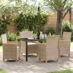 vidaXL Set de masă pentru grădină 5 pcs Bej poliratan imagine