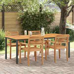 vidaXL Mese de exterior Natural și negru 200 x 90 x 75 cm imagine