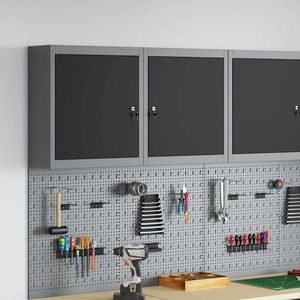 vidaXL Cabinet pentru Unelte cu raft negru și gri 50 x 20 x 55 cm imagine