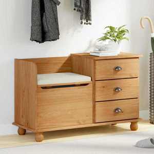 vidaXL Banc de depozitare pentru hol ASKIM Maro 100 x 39 x 62 cm imagine