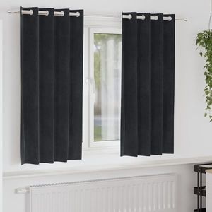 vidaXL Perdele opace 2 pcs Negru 140 x 175 cm Catifea imagine