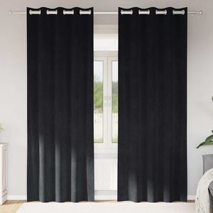 vidaXL Perdele opace 2 pcs Negru 140 x 245 cm Catifea imagine
