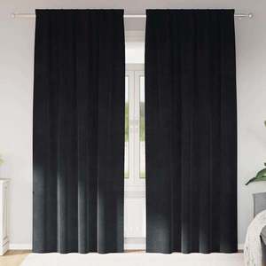vidaXL Perdele opace 2 pcs Negru 140 x 225 cm Catifea imagine