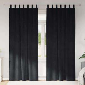 vidaXL Perdele opace 2 pcs Negru 140 x 260 cm Catifea imagine