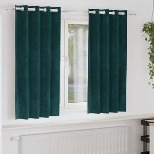 vidaXL Perdele opace 2 pcs Verde închis 140 x 175 cm Catifea imagine