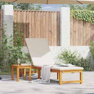 vidaXL Șezlong cu pernă Maro 53 x 202 x 89cm Lemn masiv de acacia imagine