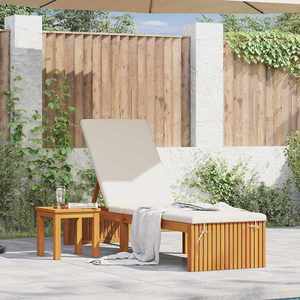 sezlong din lemn de acacia pentru exterior cu suport pentru picioare imagine