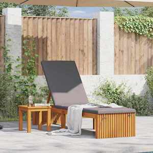 vidaXL Șezlong cu pernă Maro 200 x 55 x 94cm Lemn masiv de acacia imagine