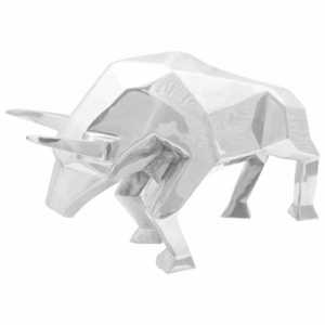 vidaXL Sculptură taur Argintiu 74 x 23 x 39 cm Aluminiu imagine