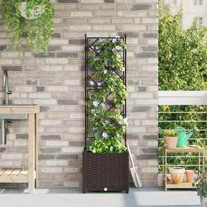 vidaXL Ghiveci de grădină cu trellis Maro 40 x 40 x 143 cm PP imagine