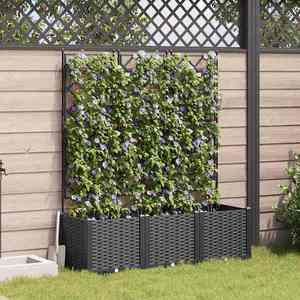 vidaXL Ghiveci de grădină cu trellis 3 pcs Negru 120 x 40 x 143 cm PP imagine