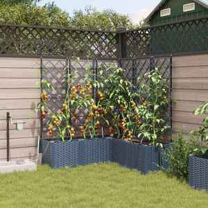vidaXL Ghiveci de grădină cu trellis 3 pcs Gri 120 x 40 x 143 cm PP imagine