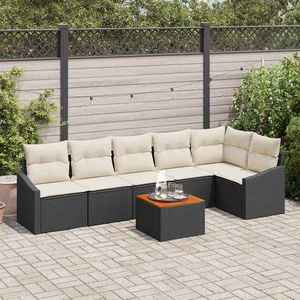 vidaXL Set de canapele pentru grădină cu pernă 7 pcs Negru Rattan poli imagine