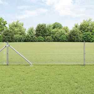 vidaXL Îngrădire cu stâlpi Argintiu 0.5 x 10 m Oțel imagine