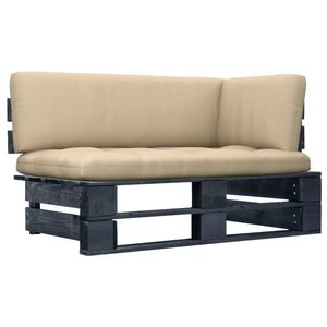 vidaXL Canapea de colț din paleți de grădină negru lemn pin tratat imagine