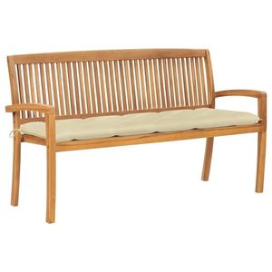 vidaXL Bancă de grădină stivuibilă cu pernă, 159 cm, lemn masiv de tec imagine