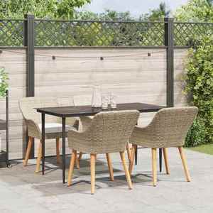 vidaXL Set de masă pentru grădină cu pernă 5 pcs Bej poliratan imagine