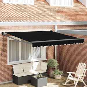 vidaXL Cortina Retractabilă Manual Negru 350 x 250 cm țesătură imagine
