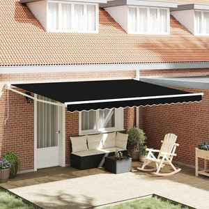 vidaXL Cortina Retractabilă Negru 450 × 300 cm Poliester și metal imagine