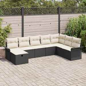 vidaXL Set de canapele pentru grădină cu pernă 8 pcs Negru Rattan poli imagine