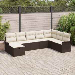 vidaXL Set de canapele pentru grădină cu pernă 8 pcs Maro Rattan poli imagine