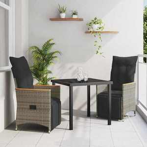 vidaXL Set de masă pentru grădină cu pernă 3 pcs Gri Rattan poli imagine