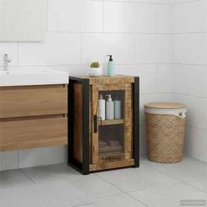 vidaXL Cabinet de Baie cu ușă Maro 40 x 30 x 60 cm Lemn masiv de mango imagine