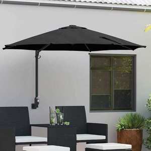 vidaXL Parasol de Grădină Manual Negru și negru 248 x 248 x 148 cm imagine