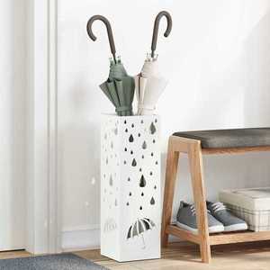 vidaXL Suport pentru umbrele Alb 15.5 x 15.5 x 49 cm Metal imagine