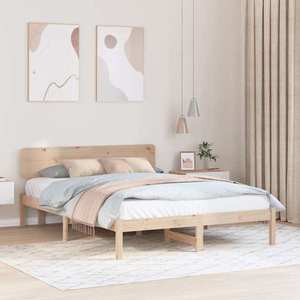 vidaXL Cadru de pat natural 140 x 200 cm Lemn de pin masiv imagine