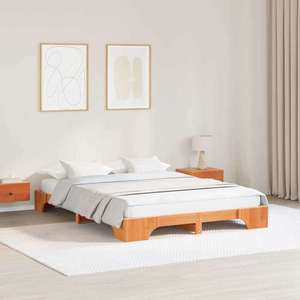 vidaXL Cadru de pat Maroniu cerat 150 x 200 cm Lemn de pin masiv imagine