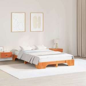 vidaXL Cadru de pat Maroniu cerat 120 x 190 cm Lemn de pin masiv imagine