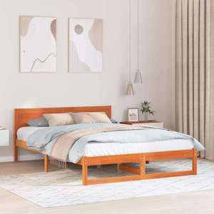 vidaXL Cadru de pat Maroniu cerat 150 x 200 cm Lemn de pin masiv imagine