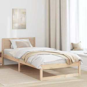 vidaXL Cadru de pat cu headboard natural 80 x 200 cm Lemn de pin masiv imagine