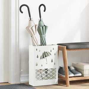 vidaXL Suport pentru umbrele cu depozitare Alb 28 x 12 x 41 cm Metal imagine