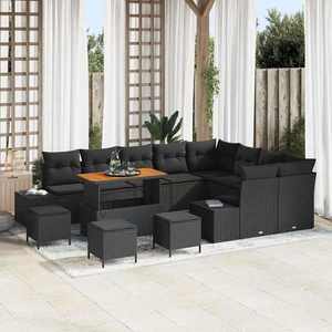 vidaXL Set de canapele pentru grădină 13 pcs Negru Rattan poli imagine