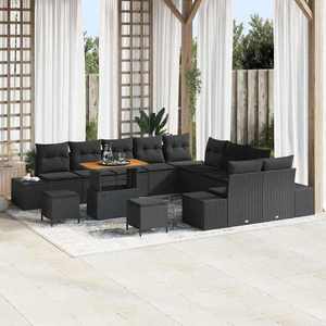vidaXL Set de canapele pentru grădină 13 pcs Negru Rattan poli imagine