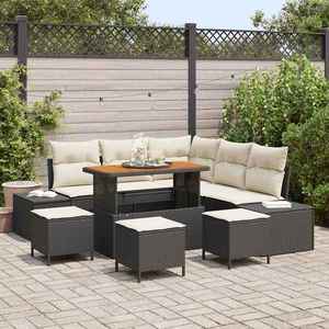 vidaXL Set de canapele pentru grădină 8 pcs Negru Rattan poli imagine
