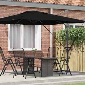 vidaXL Parasol Roma Negru 286 x 285 x 265 cm Poliester și Aluminiu imagine