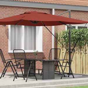 vidaXL Parasol Roma Roșu 286 x 285 x 265 cm Poliester și Aluminiu imagine