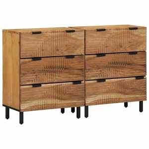 vidaXL Bufet 2 pcs Maro 60 x 33 x 75 cm Lemn masiv de acacia imagine