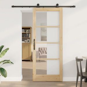 vidaXL Ușă glisantă ORKDAL Natural și Negru 86 x 211 cm imagine