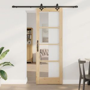 vidaXL Ușă Glisantă Manual ORKDAL Maro 73.5 x 211 cm Lemn și metal imagine