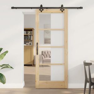 vidaXL Ușă Glisantă Manual ORKDAL Maro 83 x 202 cm Lemn și metal imagine