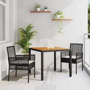 vidaXL Set de masă pentru grădină 3 pcs Negru Rattan poli imagine
