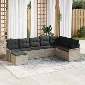 vidaXL Set de canapele pentru grădină 8 pcs Gri deschis Rattan poli imagine