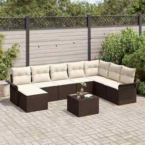 vidaXL Set de canapele pentru grădină cu pernă 9 pcs Gri Rattan poli imagine